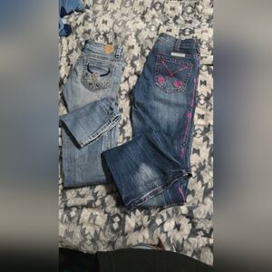 Cowgirl Tuff Blue Boot Cut Jeans with Embroidery